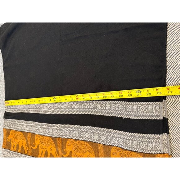 Elephant-Themed Black & Orange Shawl Scarf or Throw With Fringe - Picture 9 of 9